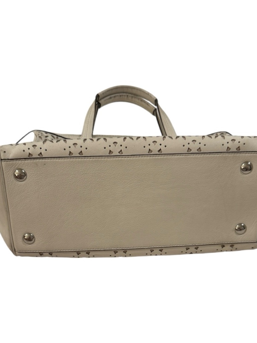 Coach Taylor Perforated Putty
White Leather Satchel
12"L x x x8"H - Picture 10 of 13